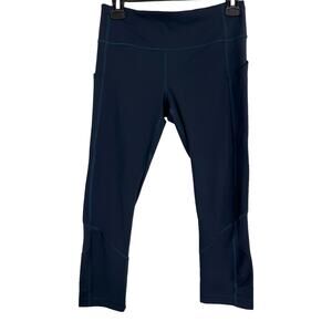 Lululemon Wunder Train Crop 23” True Navy Teal Stitch Size 6 High-Rise Leggings